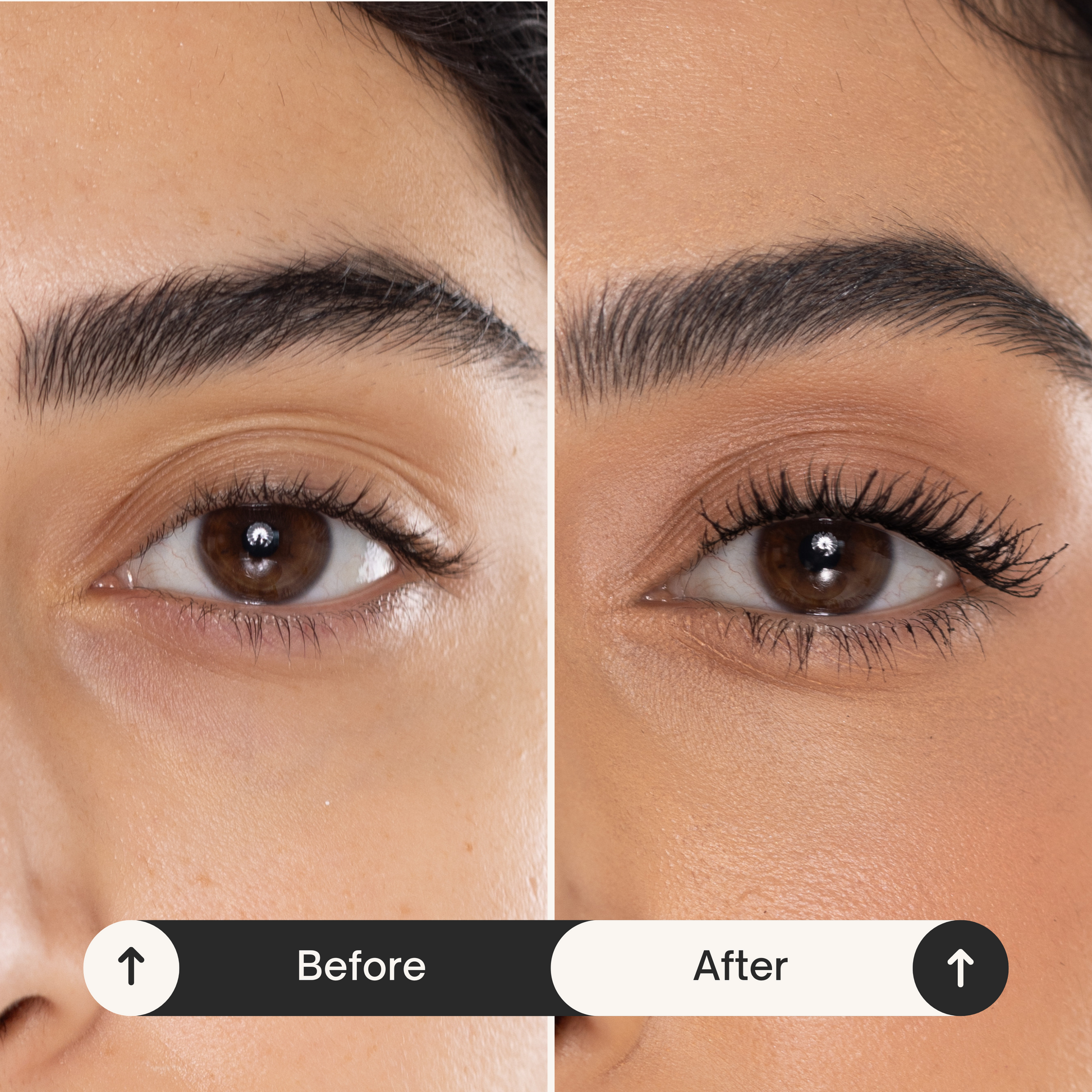 Before and after usage of The Real Mascara from ByMaira Beauty